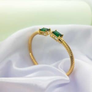 Emerald Twisted Cuff - Golden