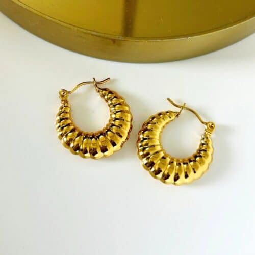 MINI CROSSIANT HOOPS - 18K GOLD PLATED
