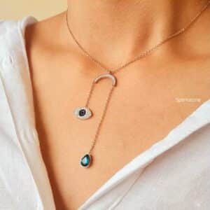 Evil Eye Bow Necklace - Golden