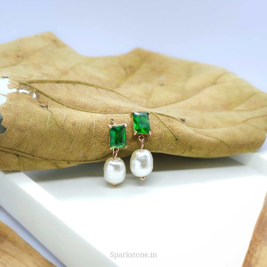 GEMSTONE PEARL DROP EARRINGS