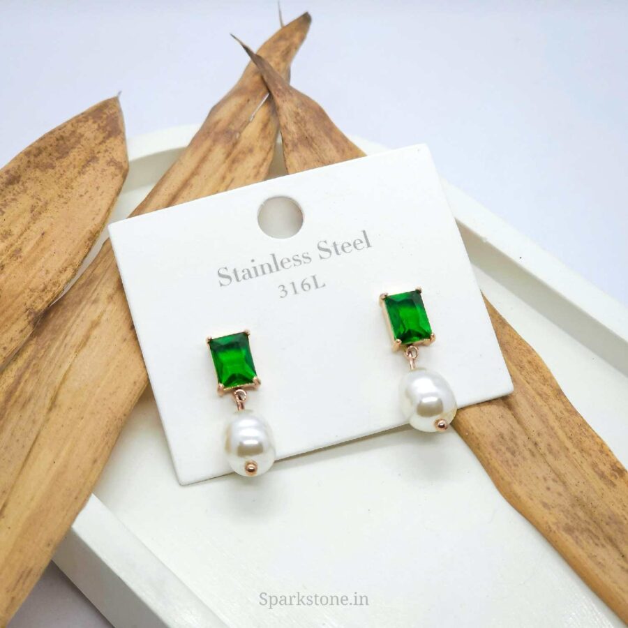 GEMSTONE PEARL DROP EARRINGS