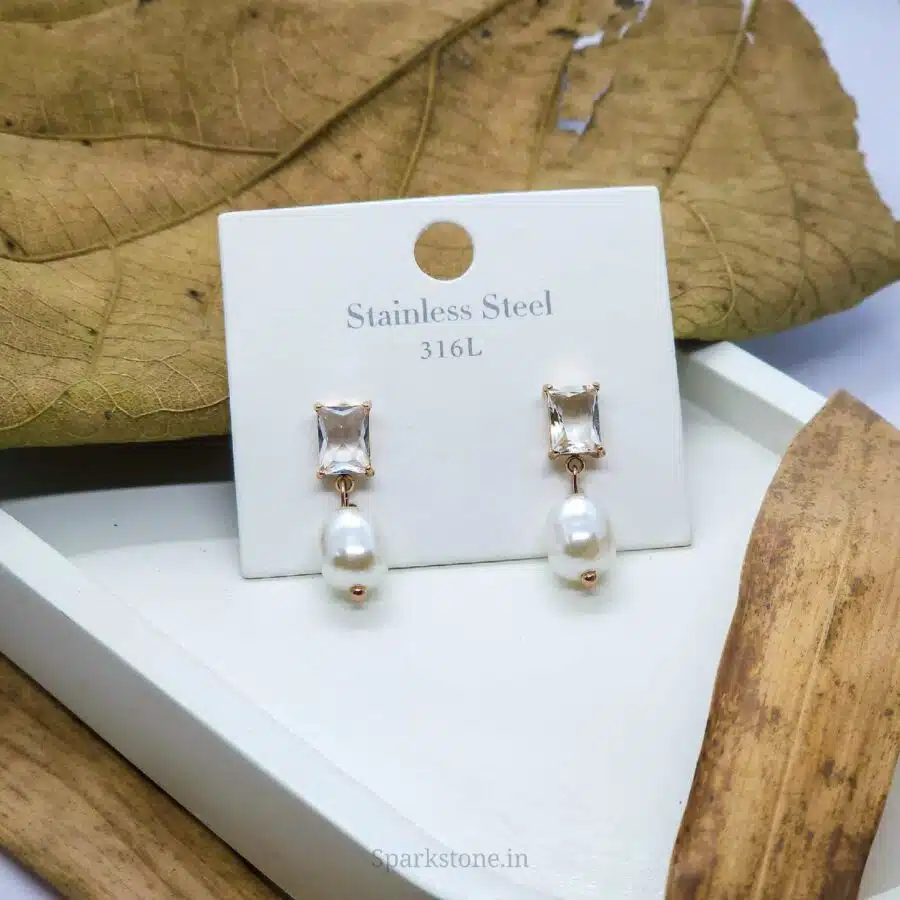 GEMSTONE PEARL DROP EARRINGS
