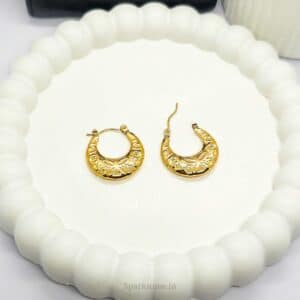 Floral Golden Hoops | Stainless Steel | 18K Gold Plated