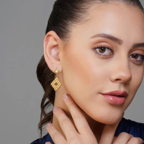 GEOMETRIC DROP EARRINGS _ 18K GOLD PLATED