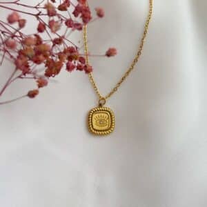 Engraved Evil Eye Necklace