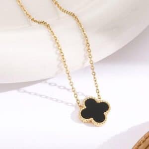 Dainty Reversible Black Clover Necklace