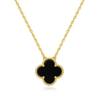 Dainty Reversible Black Clover Necklace - Image 6
