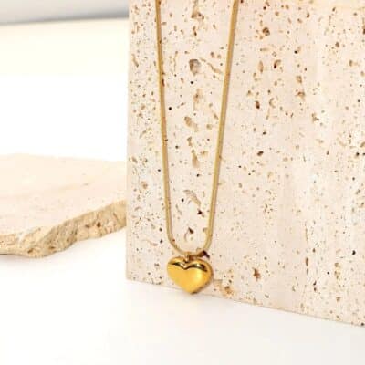 18k Gold Plated Heart Pendent Gold Chain Necklace for Womens Waterproof & Anti-Tarnish - Image 4