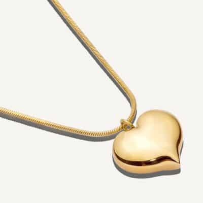 18k Gold Plated Heart Pendent Gold Chain Necklace for Womens Waterproof & Anti-Tarnish - Image 3