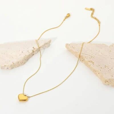 18k Gold Plated Heart Pendent Gold Chain Necklace for Womens Waterproof & Anti-Tarnish - Image 6