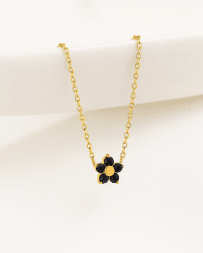 Noir Bloom Necklace – 18K Gold Plated