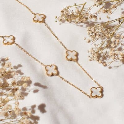 White Clove Necklace - 18k Gold Plated Anti-Tarnish for Women - Image 2