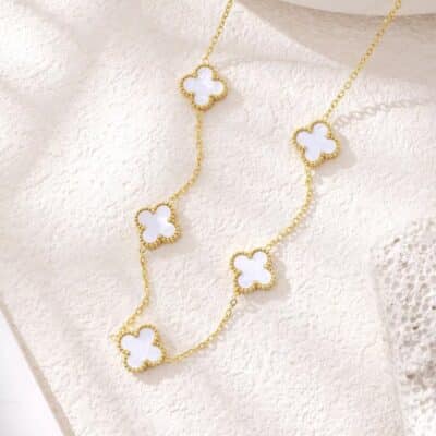 White Clove Necklace - 18k Gold Plated Anti-Tarnish for Women - Image 3