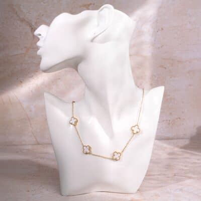 White Clove Necklace - 18k Gold Plated Anti-Tarnish for Women - Image 4