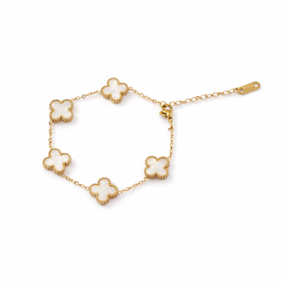White Clove Bracelet - 18k Gold Plated  Chain Bracelet for Women - Image 3