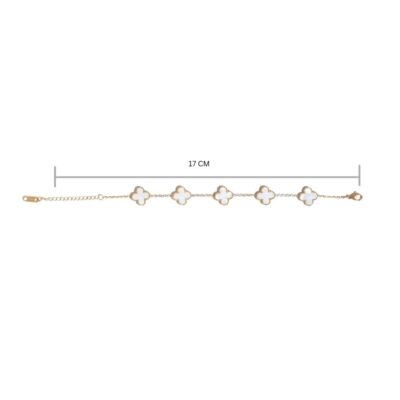 White Clove Bracelet - 18k Gold Plated  Chain Bracelet for Women - Image 4